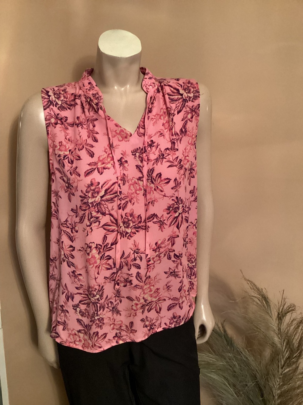Philosophy Pink Floral Sleeveless Top
